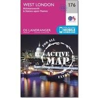 Ordnance Survey Landranger Active 176 West London, Rickmansworth & Staines Map With Digital Version, Pink/D