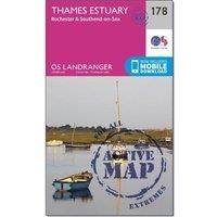 Ordnance Survey Landranger Active 178 Thames Estuary, Rochester & Southend-on-Sea Map With Digital Version, Pink/D