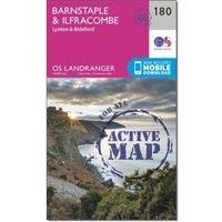 Ordnance Survey Landranger Active 180 Barnstaple & Ilfracombe, Lynton & Bideford Map With Digital Version, Pink/D