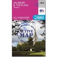 Ordnance Survey Landranger Active 184 Salisbury & The Plain, Amesbury Map With Digital Version, Pink/D