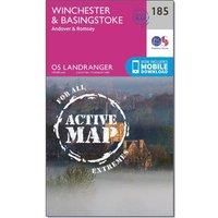 Ordnance Survey Landranger Active 185 Winchester & Basingstoke, Andover & Romsey Map With Digital Version, Pink/D