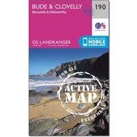 Ordnance Survey Landranger Active 190 Bude & Clovelly, Boscastle & Holsworthy Map With Digital Version, Pink/D