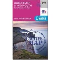 Ordnance Survey Landranger Active 194 Dorchester & Weymouth, Cerne Abbas & Bere Regis Map With Digital Version, White
