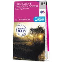 Ordnance Survey Landranger Active 197 Chichester & The South Downs Map With Digital Version, Pink