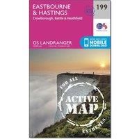 Ordnance Survey Landranger Active 199 Eastbourne & Hastings, Battle & Heathfield Map With Digital Version, Pink/D