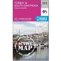 Ordnance Survey Landranger Active 202 Torbay, South Darrmoor, Totnes & Salcombe Map With Digital Version, Pink/D