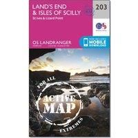 Ordnance Survey Landranger Active 203 Land's End, Isles of Scilly, St Ives & Lizard Point Map With Digital Version, D/D