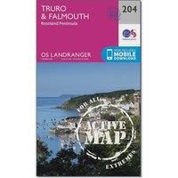 Ordnance Survey Landranger Active 204 Truro, Falmouth & Roseland Peninsula Map With Digital Version