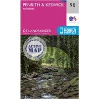 Ordnance Survey Landranger Active 90 Penrith, Keswick & Ambleside Map With Digital Version, Pink