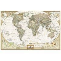 National Geographic World Political Antique Style Laminated Map 117 X 76cm