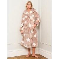 Jim Jam The Label Mocha Star Print Dressing Gown - Mocha/White