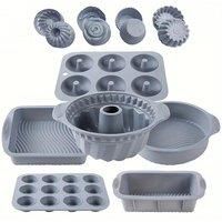 30-Piece Nonstick Silicone Baking Set In 4 Colours - Grey