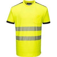 Portwest PW3 Hi Vis Cotton Comfort Short Sleeve T Shirt Yellow / Black L