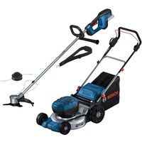 Bosch Professional 18v Cordless Brushless Rotary Lawnmower and Brush Cutter Kit No Batteries No Charger