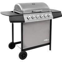 Gas BBQ Grill with 6 Burners Black and Silver (FR/BE/IT/UK/NL only)