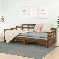 Pull-out Day Bed Honey Brown Solid Wood Pine 2x(90x190) cm