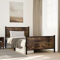Berkfield Home Metal Bed Frame without Mattress Smoked Oak 100x190 cm in Brown