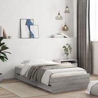 Berkfield Home Bed Frame with Drawers without Mattress Grey Sonoma 90x190 cm Single