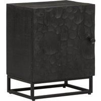 Berkfield Home Bedside Cabinet Black 40x30x50 cm Solid Wood Mango & Iron | Size: 40 x 30 x 50 cm