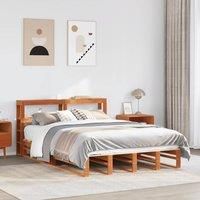 Berkfield Home Bed Frame without Mattress Wax Brown 150x200 cm King Size Solid Wood Pine