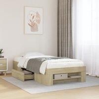 Berkfield Home Bed Frame without Mattress Sonoma Oak 90x200 cm Engineered Wood in Brown