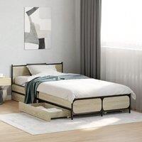 Berkfield Home Bed Frame with Drawers without Mattress Sonoma Oak 75x190 cm Small Single in Brown