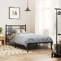 Berkfield Home Metal Bed Frame without Mattress with Headboard Black 100x190cm | Size: 100x190 cm