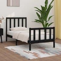 Bed Frame Black Solid Wood 75x190 cm Small Single