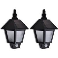 Berkfield Home Solar Wall Lamp with Motion Sensor 2 pcs in Black