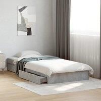 Berkfield Home Bed Frame with Drawers without Mattress Concrete Grey 75x190 cm Small Single