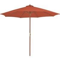 Outdoor Parasol with Wooden Pole 300 cm Terracotta