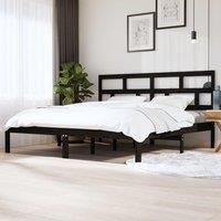 Bed Frame Black Solid Wood Pine 200x200 cm