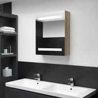 LED Bathroom Mirror Cabinet Oak 50x14x60 cm