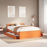 Berkfield Home Bed Frame without Mattress with Headboard Wax Brown 140x190 cm Solid Wood Pine