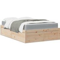 Berkfield Home Bed with Mattress 140x190 cm Solid Wood Pine in Brown