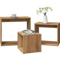 Berkfield Home Nesting Tables 3 pcs Artisan Oak Engineered Wood in Brown