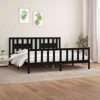Bed Frame with Headboard Black Solid Wood Pine 200x200 cm
