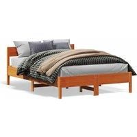 Berkfield Home Bed Frame without Mattress Wax Brown 150x200 cm King Size Solid Wood Pine