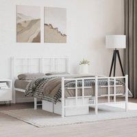 Berkfield Home Metal Bed Frame without Mattress with Footboard White 120x200cm | Size: Small Double