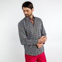 CLAUDIO LUGLI Men's Campervan Stripe Print Shirt in Black | Size: Large