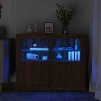 Side Cabinets with LED Lights 2 pcs Brown Oak Engineered Wood