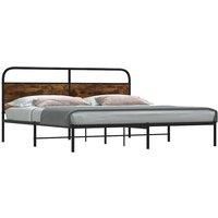 Berkfield Home Metal Bed Frame without Mattress Smoked Oak 183x213 cm in Brown