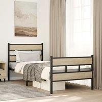Berkfield Home Metal Bed Frame without Mattress Sonoma Oak 80x200 cm in Brown
