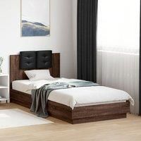 Berkfield Home Bed Frame with LED without Mattress Brown Oak 90x200 cm