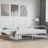 Metal Bed Frame with Headboard and Footboard White 193x203 cm
