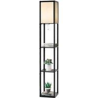 Modern 3-Tier Floor Lamp Narrow Corner Nightstand Light
