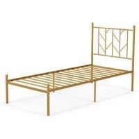 3FT Single Metal Bed Frame Heavy-duty Slatted Platform Bed with Headboard