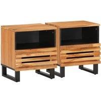 Berkfield Home Bedside Cabinets 2 pcs 40x33x46 cm Solid Wood Acacia in Brown | Size: 40 x 33 x 46 cm