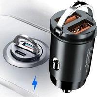 100W/200W QC3.0 PD Mini Car Charger 12-24V Cigarette Lighter Quick Charge Car USB C Type Charger for