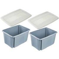 Keeeper Blue Turn Around Stacking Box 45 Litre With Lid - Set Of 2